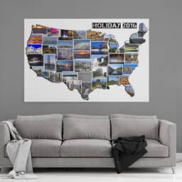 Country Shape Canvas Photo Collage. Holiday Pictures Idea, Any Country Or Available. A Choice Of Sizes - thumbnail 2
