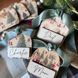 Personalized Vintage Christmas Stocking Name Tag Laser Cut Family Ornament - thumbnail 3