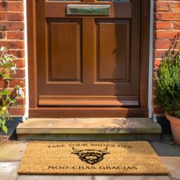 Highland Cow Doormat Funny - Moo-Chas Gracias Western Style Decor Country Living Cute Farmhouse - thumbnail 1