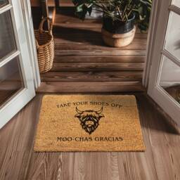 Highland Cow Doormat Funny - Moo-Chas Gracias Western Style Decor Country Living Cute Farmhouse - thumbnail 2