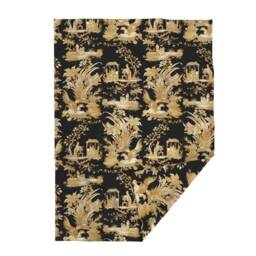 Faux Gold Throw Blanket - Toile Victorian Chinoiserie Asian Inspired On Black By Peacoquettedesigns - thumbnail 2