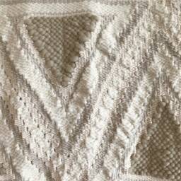 Large Triangle Cream Woven Wall Hanging, Weaving, Statement Art, Yarn Tapestry, Weaving - thumbnail 2