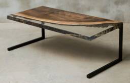 Epoxy Resin Coffee Table, Walnut Table With Crystal Transparent Uv Resin, One Slab Live Edge Modern Furniture