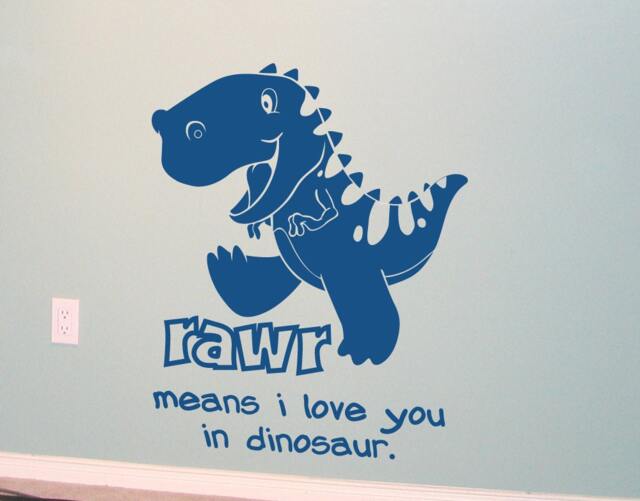 Kids Rawr Means I Love You in Dinosaur Vinyl Wall Art Decal Sticker - Wd0214 - image 1