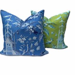 Thibaut Pagoda Garden Blue Imperial Collection Cushion Cover Pillow Double Sided - thumbnail 3