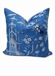 Thibaut Pagoda Garden Blue Imperial Collection Cushion Cover Pillow Double Sided - thumbnail 1