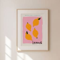 Sicilian Lemons Print, Poster, Kitchen Fruit Abstract Decor, Wall, Gallery Unframed - thumbnail 2