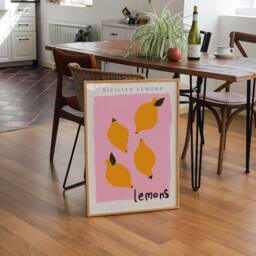 Sicilian Lemons Print, Poster, Kitchen Fruit Abstract Decor, Wall, Gallery Unframed - thumbnail 3