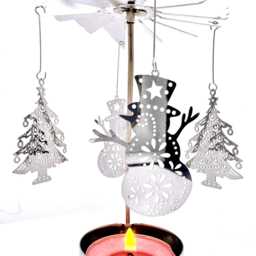 Snowman Candle Carousel Spinner Christmas Tealight Holder, Winter Holiday Decor - thumbnail 2