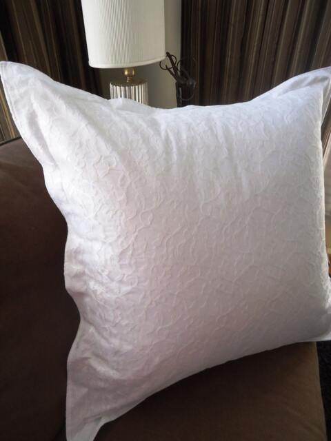 Ivory Lace Euro Sham Pillowcases - 2 - 26x26 Organza Pillow Cover With Tailored Edges - image 1