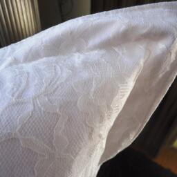 Ivory Lace Euro Sham Pillowcases - 2 - 26x26 Organza Pillow Cover With Tailored Edges - thumbnail 3