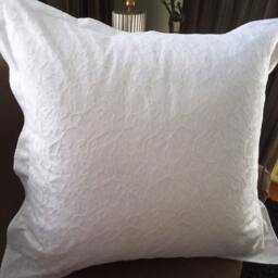Ivory Lace Euro Sham Pillowcases - 2 - 26x26 Organza Pillow Cover With Tailored Edges - thumbnail 2