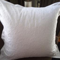 Ivory Lace Euro Sham Pillowcases - 2 - 26x26 Organza Pillow Cover With Tailored Edges - thumbnail 4