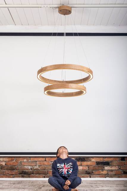 Modern Round Wooden Pendant Chandelier Elegant Suspension Lighting For Living Room, Kitchen, Dining Area - image 1