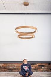 Modern Round Wooden Pendant Chandelier Elegant Suspension Lighting For Living Room, Kitchen, Dining Area - thumbnail 1