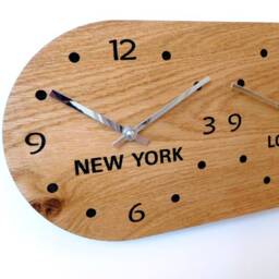 Retro Oak Wooden Time Zone Wall Clock - thumbnail 2