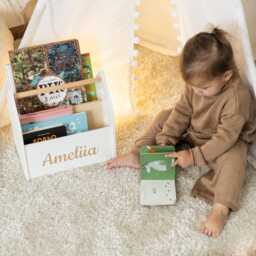 Custom Name Book Box, Toys Organization, Baby Birthday Gift, 1St Gift Toddler Bookcase, Lover Storage For Books - thumbnail 4