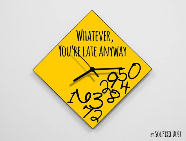 Whatever, You're Late Anyway/Polygon Yellow - Wall Clock - image 1