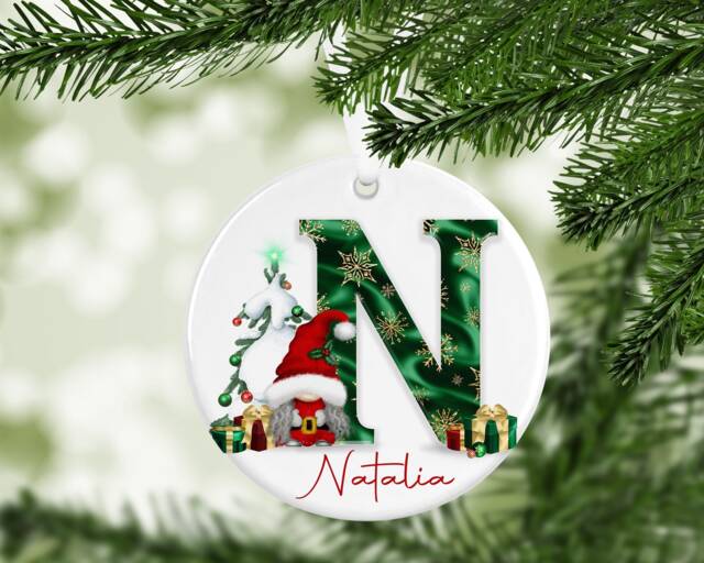 Gonk Gonks Christmas Personalised Green Kids Gift Present Keepsake Novelty Bauble Tree Xmas Son Brother Boyfriend Dad Daughter
