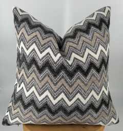 Beige Brown & Cream Pillow Cover, Zig Zag Pillowcase, Textured Pillowcase, Beige Chevron Pillowcase - thumbnail 1