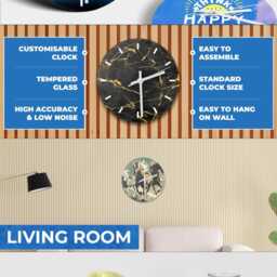 Personalized Photo Glass Clock - Custom Printed Analogue Keepsake Gift For Home Or Office - 20cm - thumbnail 2
