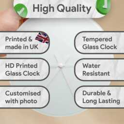 Personalized Photo Glass Clock - Custom Printed Analogue Keepsake Gift For Home Or Office - 20cm - thumbnail 4