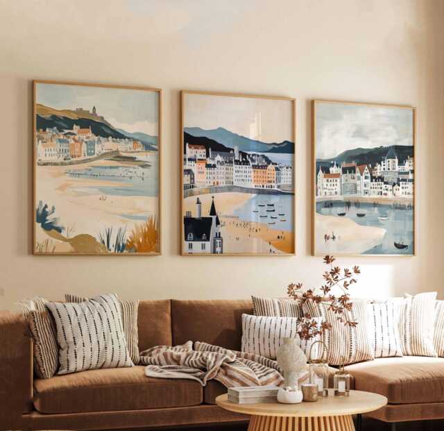 Set Of 3 Barmouth Posters, Wales Coast Prints, Wall Art Sets, Seaside Poster Decor Gift Idea - image 1