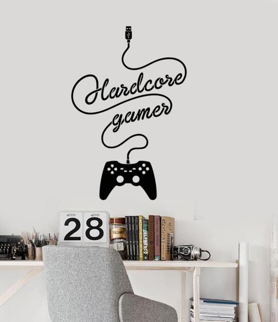 Wall Vinyl Decal Children's Room Decor Hardcore Gamer Computer Games Gaming Joystick Decoration - #1111Di - image 1
