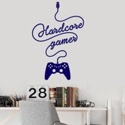 Wall Vinyl Decal Children's Room Decor Hardcore Gamer Computer Games Gaming Joystick Decoration - #1111Di - thumbnail 2