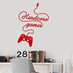 Wall Vinyl Decal Children's Room Decor Hardcore Gamer Computer Games Gaming Joystick Decoration - #1111Di - thumbnail 3
