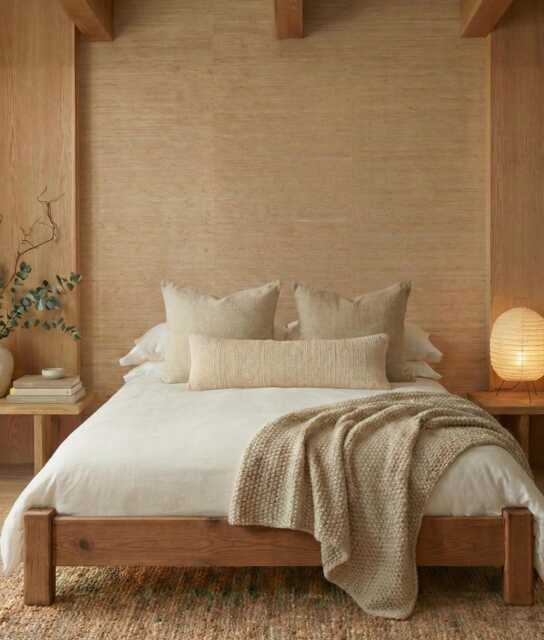 Solid Wood Platform Bed Frame - Japandi Low Profile Minimalist Scandi Bedroom Furniture The Mosswood - image 1