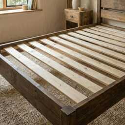 Solid Wood Platform Bed Frame - Japandi Low Profile Minimalist Scandi Bedroom Furniture The Mosswood - thumbnail 4