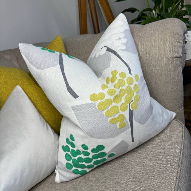 Modern Cushion Cover, Sofa Pillow Cover - Cotton Linen Blend , Double Sided Patterned Grey Green Contemporary Design - image 1