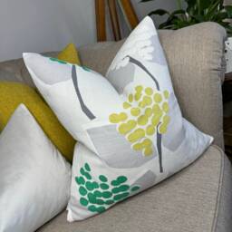Modern Cushion Cover, Sofa Pillow Cover - Cotton Linen Blend , Double Sided Patterned Grey Green Contemporary Design - thumbnail 1