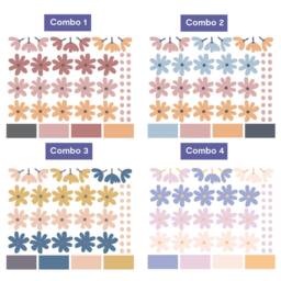 Daisy Flower & Dots Wall Decals For Kids' Bedroom, Nursery, Playroom - PVC-Free, No Odour Reusable Peel Stick Fabric Decal - thumbnail 4
