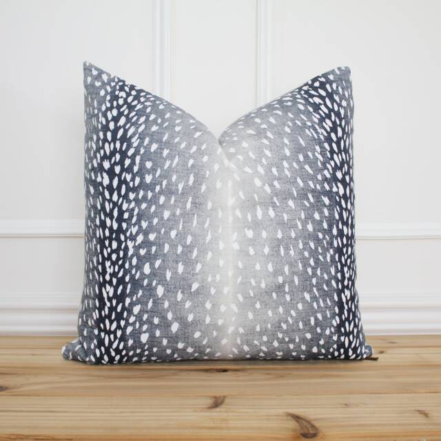 Antelope Pillow Cover Indigo Blue Animal Print 20 X Designer Decorative - Evelyn - image 1