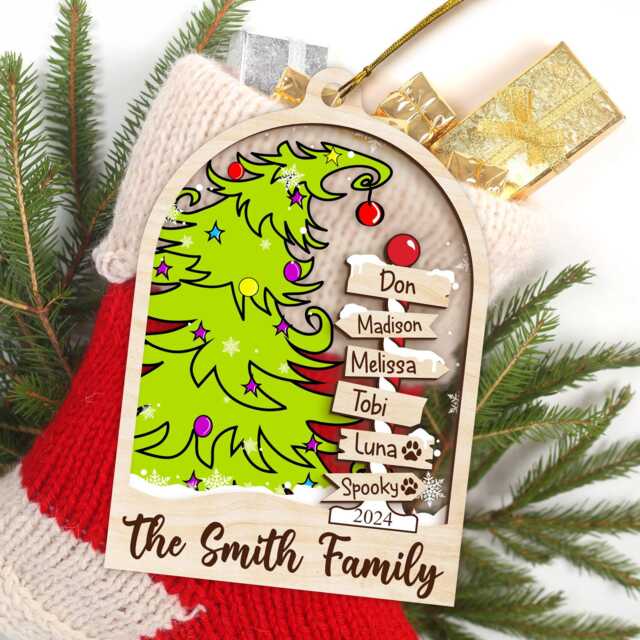 Family Name Ornament Personalized, Custom Wooden Christmas Ornament, 2025 Gift, Keepsake - image 1