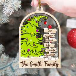 Family Name Ornament Personalized, Custom Wooden Christmas Ornament, 2025 Gift, Keepsake - thumbnail 3