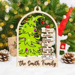 Family Name Ornament Personalized, Custom Wooden Christmas Ornament, 2025 Gift, Keepsake - thumbnail 2