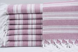"Bridesmaid Gift Towel, Plum Color Towel, Striped Towel, Turkish Pehtemal, Turkish Towel, Wholesale Towel, Thin Towel, 32""x65"