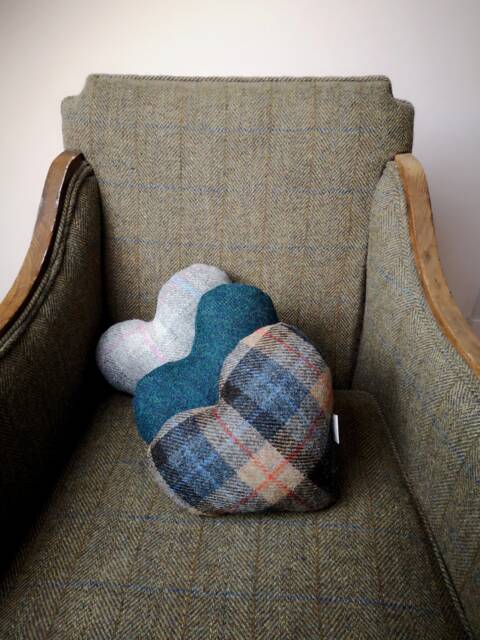 Harris Tweed Heart Shape Cushion - image 1