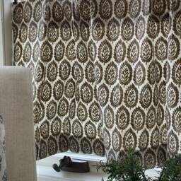 Lynn Chip Block Print Pattern Cotton Linen Texture Cafe Curtains , Tier Curtains, Kitchen Bathroom Window Treatments - thumbnail 2