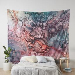 Abstract Art Tapestry, Modern Wall Tapestry, Ink Wall Art, Boho Tapestry, Colorful Abstract Hanging - thumbnail 2