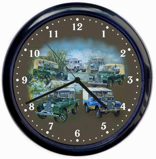 Land-Rover Series 1 Classic Car Large 10Inch Black Wall Clock