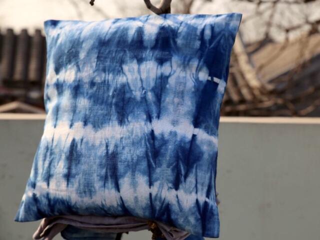 Shibori Dyed Indigo Blue Pillows Cover - 18 - image 1
