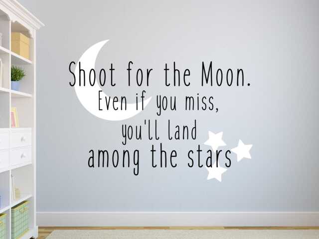Shoot For The Moon Wall Art - Vinyl - Nursery Stars Decal - Land Among Stars - Star Decal - image 1