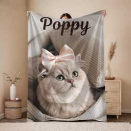 Custom Pet Blanket Using Photo + Name Dog Portrait Personalized Blankets Cat Picture Dad Gift - thumbnail 1