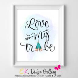 Tribal Wall Art Print Love My Tribe, Boho Family Decor - 8x10 - Digital Download - thumbnail 2