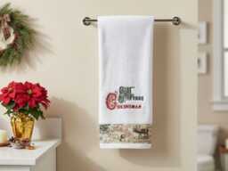 Embroidered Christmas Bath & Hand Towel Set/Holiday Decor