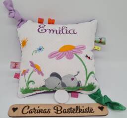 Music Box, Baby, Custom Melody, Name, Personalized Pillow, Birth Gift, Elephant With Flowers, Cuddly Toy, Melody Of Your Choice - thumbnail 1